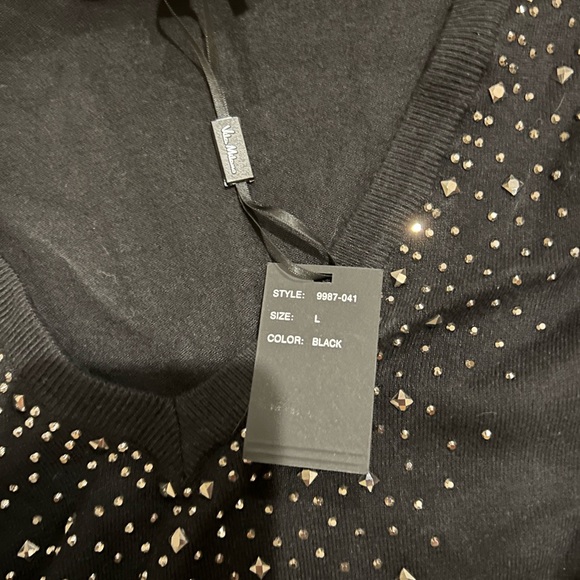 Vida Milano Black Rhinestone Sweater - Picture 3 of 5